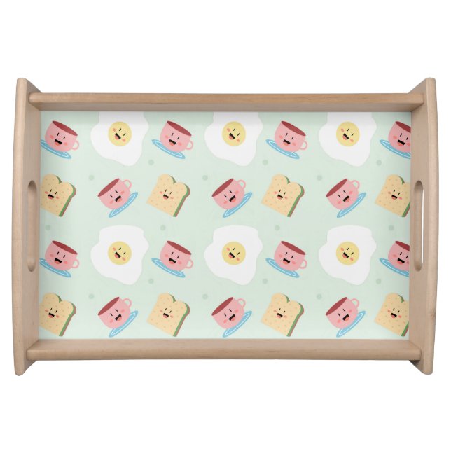 Cute Kawaii Breakfast Egg and Sandwich Pattern Serving Tray (Front)