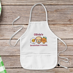 Cute Kawaii Breakfast Friends: Egg, Toast, Waffle Kids' Apron