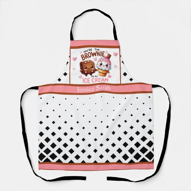 Cute Kawaii Brownies and Ice Cream Apron (Front)