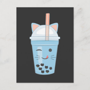 Cute Kawaii Bubble Tea Boba Milk Tea Cat Postcard