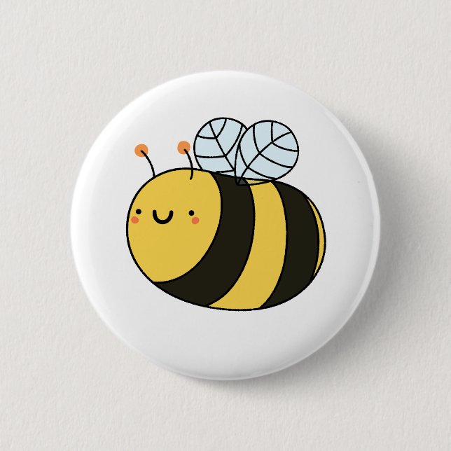 Cute Kawaii Bumble Bee Button (Front)