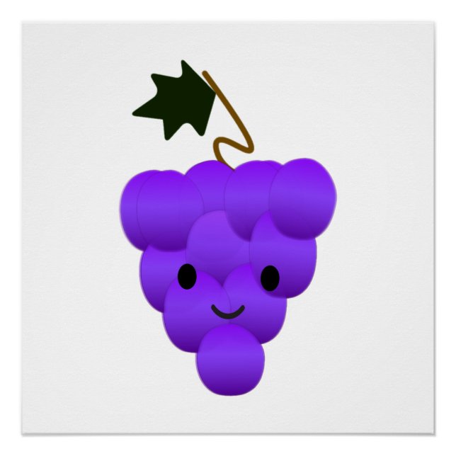 Cute Kawaii Bunch of Grapes Poster (Front)