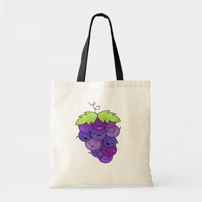 Cute Kawaii Bunch Of Grapes Tote Bag (Front)