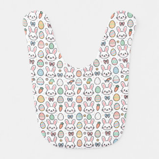 Cute Kawaii Bunny & Easter Egg Pastel Baby Bib