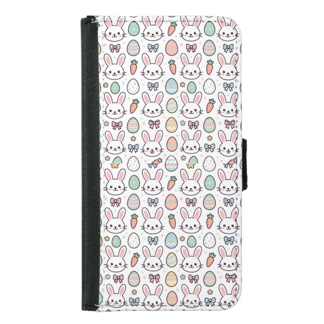 Cute Kawaii Bunny Easter Pattern  Wallet Case (Front)