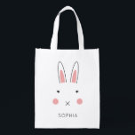 Cute Kawaii Bunny Face Custom Easter Treat Bag<br><div class="desc">Cute Rabbit Face Custom Name Tote Bag Can be fully customized to suit your needs. © Gorjo Designs via Zazzle. // Looking for matching items? Other stationery from the set available in the ‘collections’ section of my store. // Need help customizing your design? Got other ideas? Feel free to contact...</div>