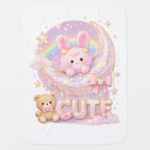 Cute Kawaii Bunny Moon T-Shirt ⭐ Baby Blanket