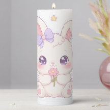 Cute Kawaii Bunny & Pink Flower Jar Candle