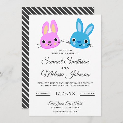 Cute Kawaii Bunny Rabbit Wedding Invitation