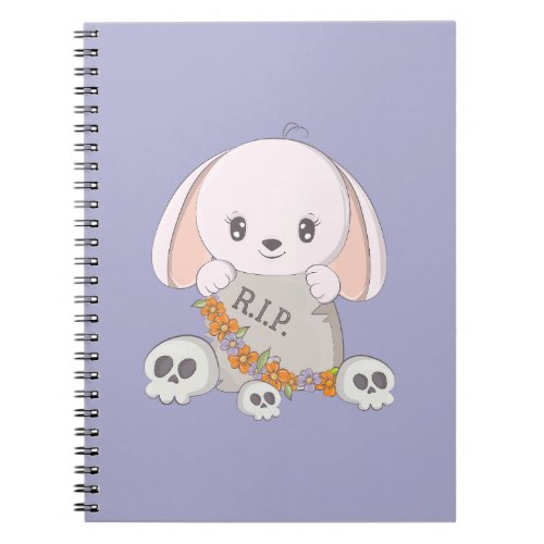 Cute Kawaii Bunny  Skulls Notebook