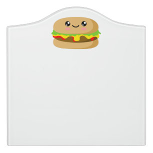 Cute Kawaii burger. Door Sign