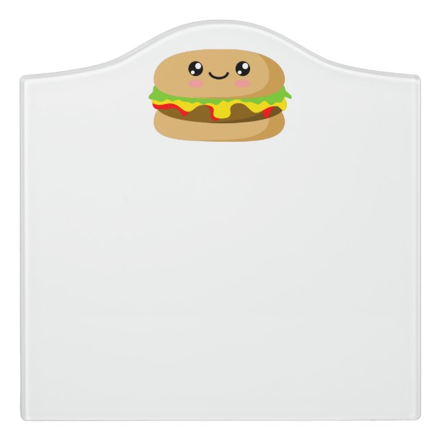 Cute Kawaii burger. Door Sign (Large Crest Front)