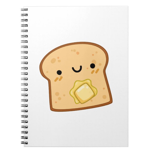 Cute Kawaii Butter Toast Notebook (Front)
