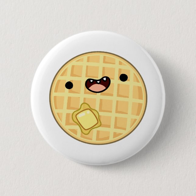 Cute Kawaii Butter Waffle Button (Front)