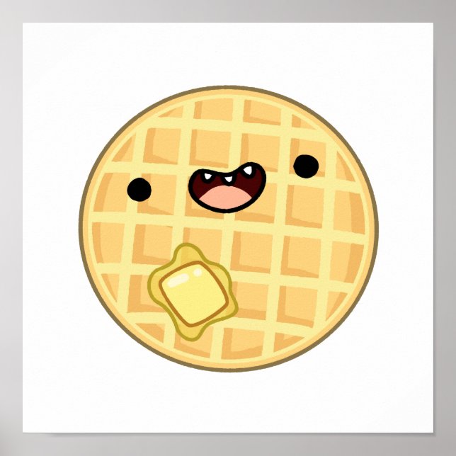 Cute Kawaii Butter Waffle Poster (Front)