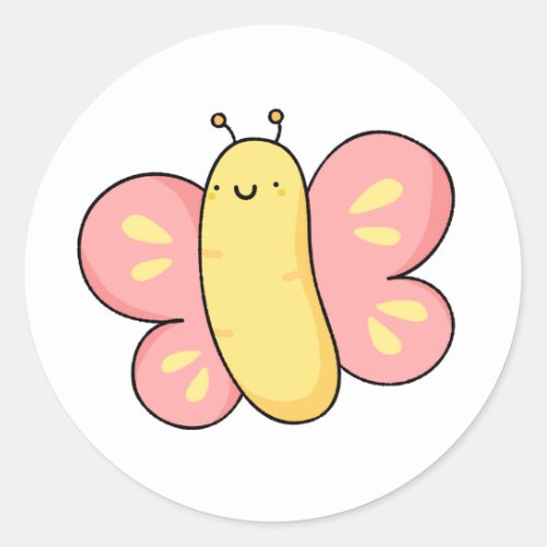 Cute Kawaii Butterfly Classic Round Sticker