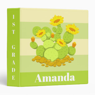 Cute Kawaii Cactus Back to School Cartoon Magical 3 Ring Binder