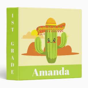 Cute Kawaii Cactus Back to School Cartoon Magical 3 Ring Binder