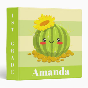 Cute Kawaii Cactus Back to School Cartoon Magical 3 Ring Binder