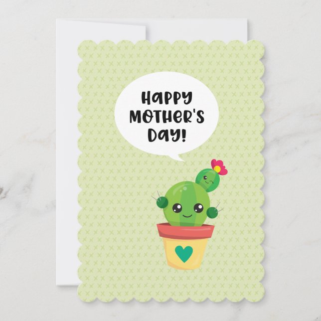 Cute Kawaii Cactus Family Mother's Day Holiday Card (Front)