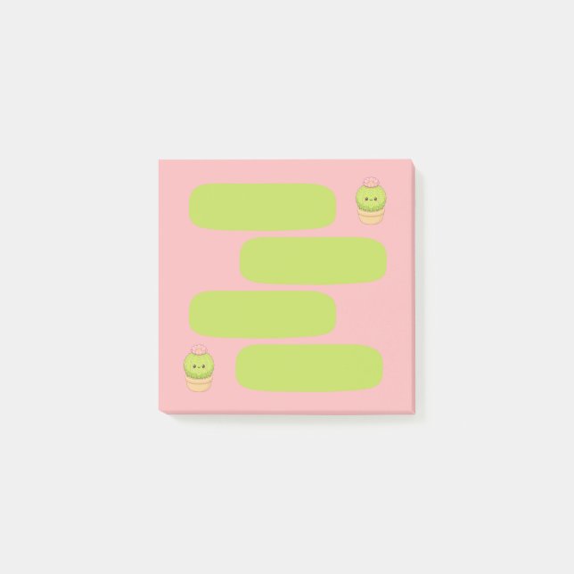 Cute Kawaii Cactus Pink 3x3 Speech Bubble Post-it  Notes (Front)
