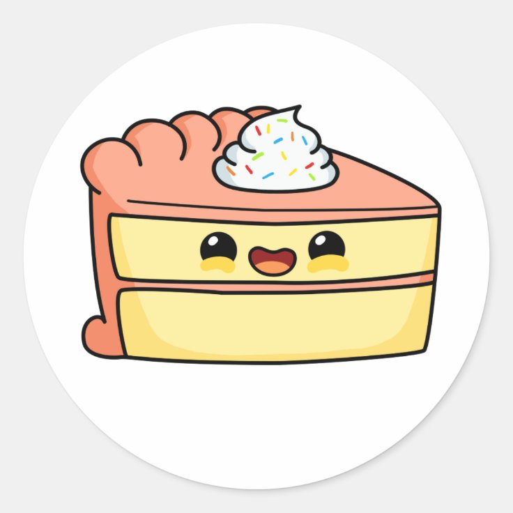 Cute Kawaii Cake Classic Round Sticker Zazzle