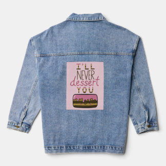Cute Kawaii Cake dessert with Text Illustration Denim Jacket