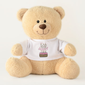 Cute Kawaii Cake dessert with Text Illustration Teddy Bear
