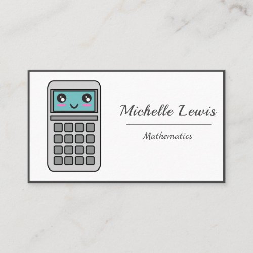 Cute Kawaii Calculator Finance Math Teacher Tutor Business Card