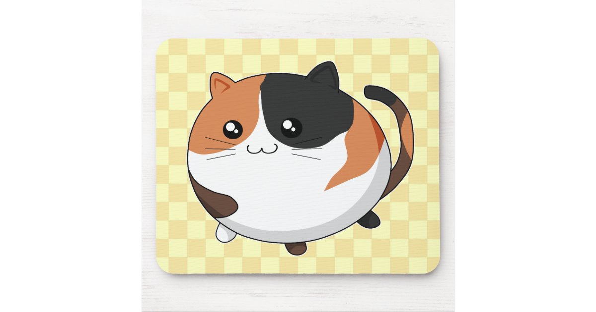 Cute Kawaii Calico Kitty Cat Mouse Pad Zazzle Com