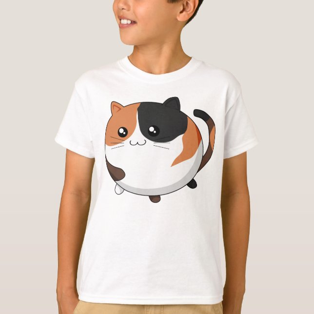 Cute Kawaii Calico kitty cat T-Shirt (Front)