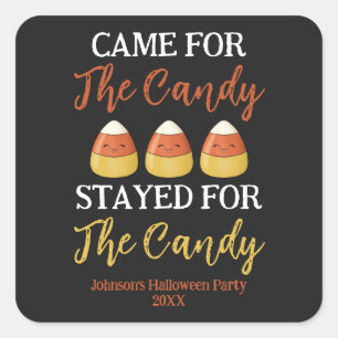 Cute Kawaii Candy Corn Halloween Costume Party Square Sticker