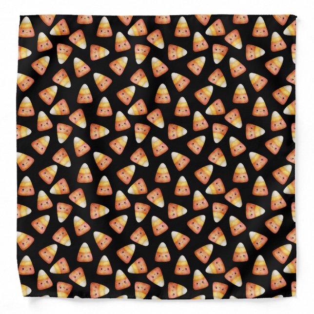 Cute Kawaii Candy Corn Pattern Halloween Pet Bandana (Front)