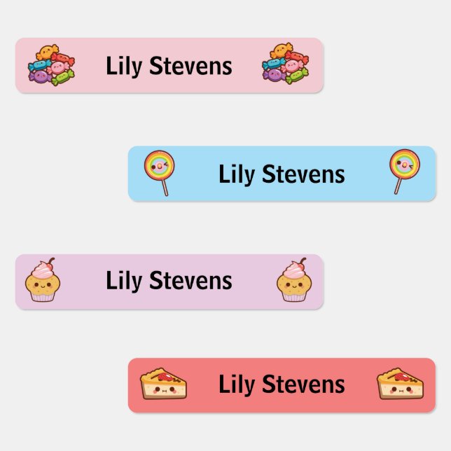 Cute Kawaii Candy Kids Name Labels (Group)