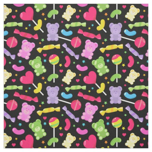 Cute Kawaii Candy Lollipops Pattern Fabric