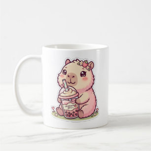 Cute Kawaii Capybara Drinking Boba Tea Coffee Mug