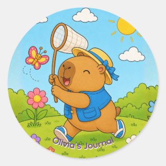 Cute Kawaii Capybara Personalized Name Sticker