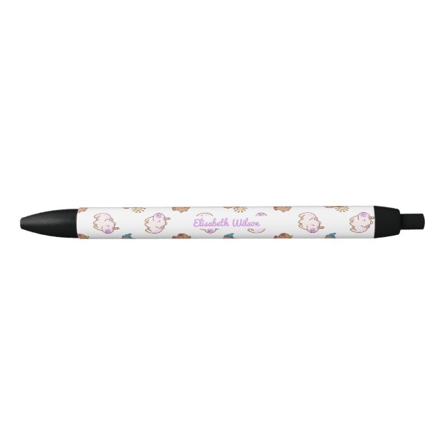 Cute Kawaii Capybara Script Name Monogram Pen (Front)