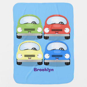 Cute kawaii cars cartoon illustration  baby blanket