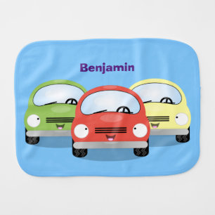 Cute kawaii cars cartoon illustration baby burp cloth