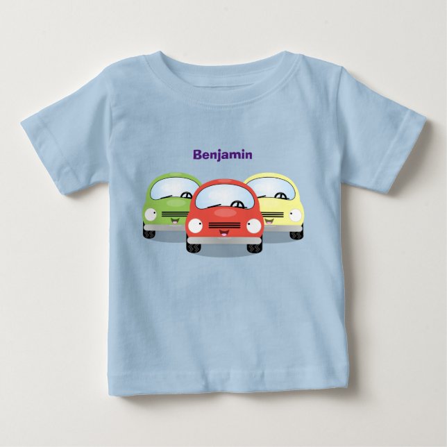 Cute kawaii cars cartoon illustration baby T-Shirt (Front)
