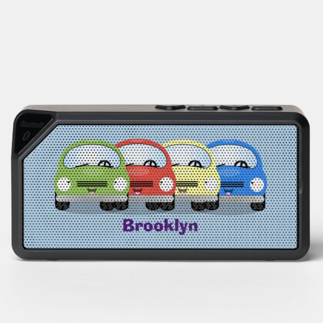 Cute kawaii cars cartoon illustration bluetooth speaker (Front)