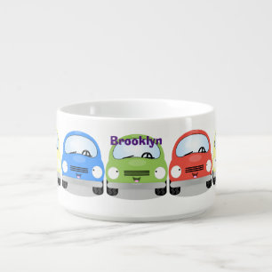Cute kawaii cars cartoon illustration bowl
