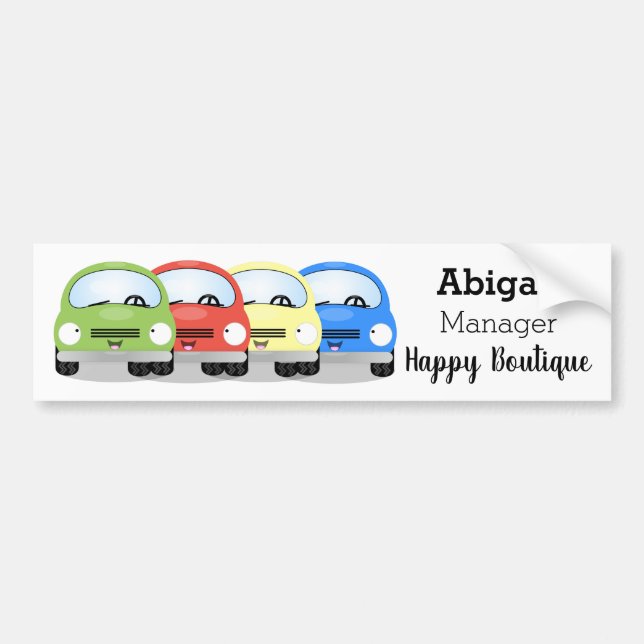 Cute kawaii cars cartoon illustration bumper sticker (Front)