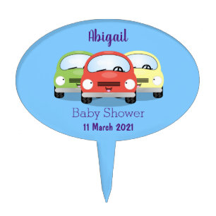 Cute kawaii cars cartoon illustration cake topper