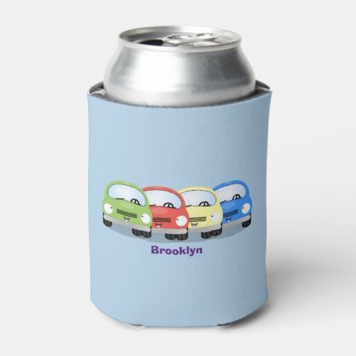 Cute kawaii cars cartoon illustration can cooler