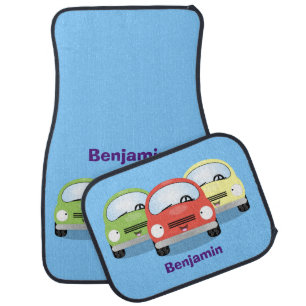 Cute kawaii cars cartoon illustration car floor mat