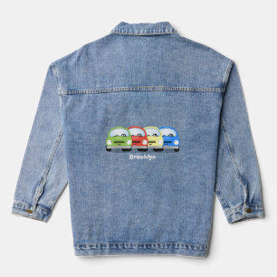 Cute kawaii cars cartoon illustration denim jacket