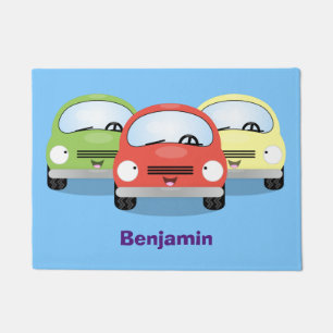 Cute kawaii cars cartoon illustration doormat