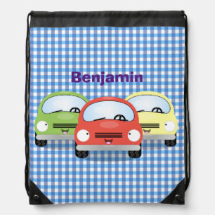 Cute kawaii cars cartoon illustration drawstring bag
